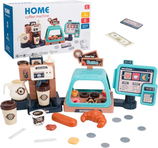 R AND E 41 Pieces Cute Pretend Play Food Kitchen Set Role Play Toy