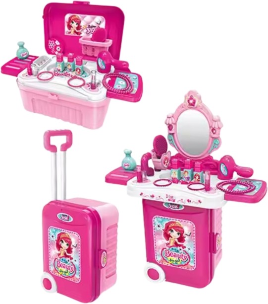 Generic 3 In 1 Kids Pretend Play Suitcase Makeup Toy Dresser Toys Set For Girl Role Play Toy