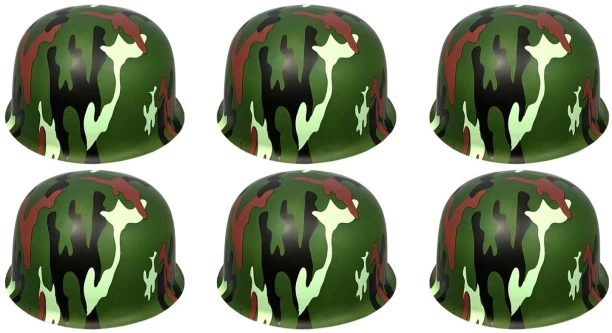 Umlozi Army Plastic Dress Up Hats For Kids 6 Pack Role Play Toy
