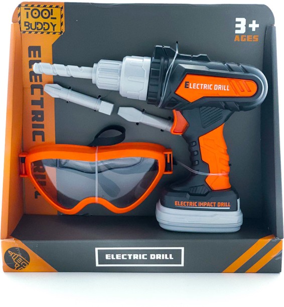 Tool Buddy 5-piece Electric Drill Simulation with Goggles Tool Set Role Play Toy