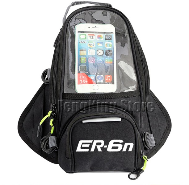 ER (Black)For Kawasaki ER6N ER 6N ER-6N Motorcycle Magnetic Motorcycle Bags Riding Motorcycle Bags Navigation Fuel Tank Motorcycle Bags Large Screen Roof Box