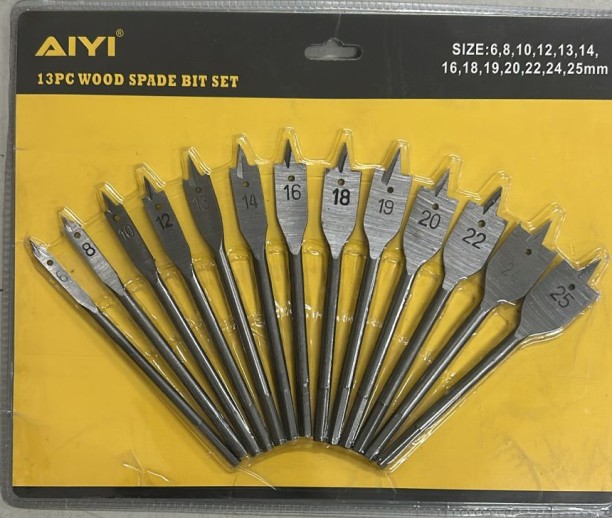 Aiyi Wood Spade Bit Set 13 Pieces Rotary Bit Set
