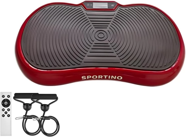 SPORTINO Full Body Fitness Vibration Platform Machine, Shake Workout, Vibrating Vertical Shake Plate for Sports Fitness Weight Loss and Fat Burning with Resistance Bands and Remote Control Manual Treadmill