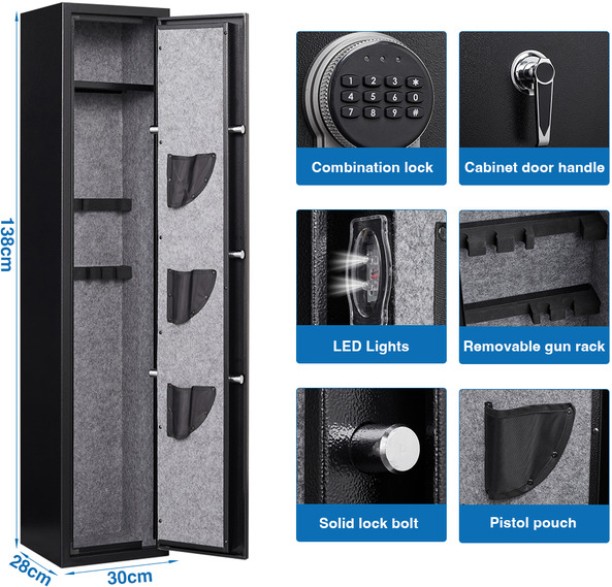 Topika Gun Safe for Rifles and Pistols, Combination Lock Cabinet with Shelf Safe Locker