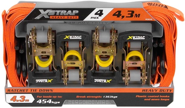 X-STRAP Heavy-Duty Ratchet Tie Downs 4-Pack Luggage Strap