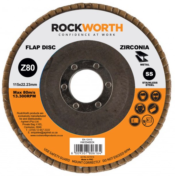 Rockworth Flap Disc 115 Zirconia Oxide P80 Alumina-zirconia Sandpaper