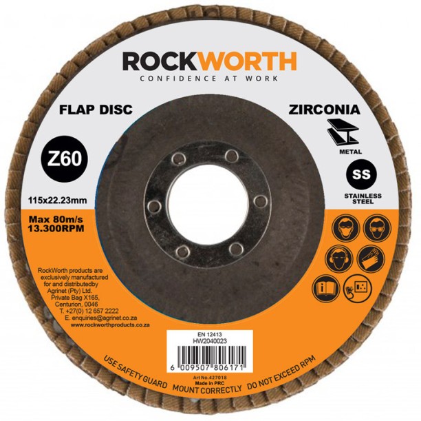 Rockworth Flap Disc 115 Zirconia Oxide P60 Alumina-zirconia Sandpaper