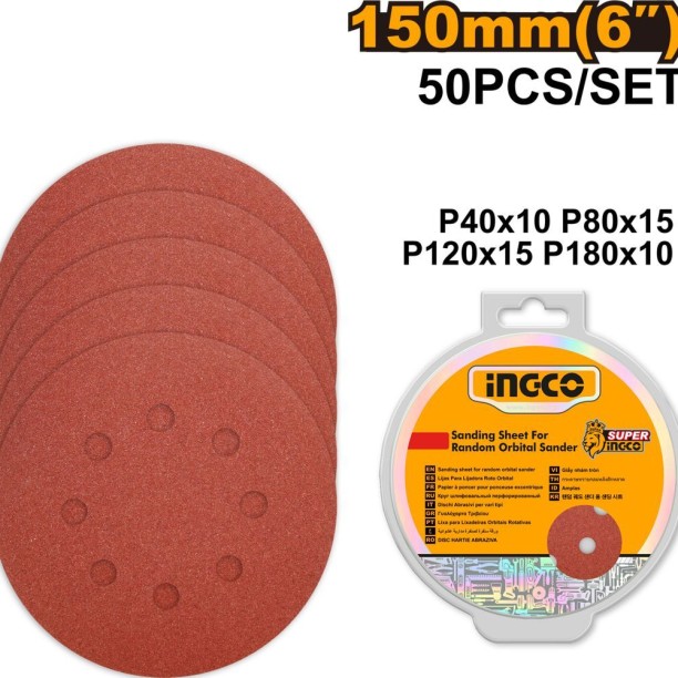 INGCO Sanding sheet for random orbital sander 150mm No Holes Aluminium Oxide Sandpaper
