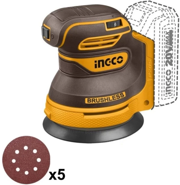 INGCO Cordless Random Orbit Sander 125MM 20V 125 mm Random Orbital Sander