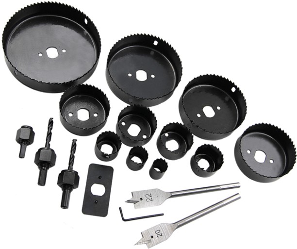 ALANES 18 Pieces Carbon Steel Hole Saw Cutting Tools (19-127mm) Rotary Bit Set Auger Drill Bits