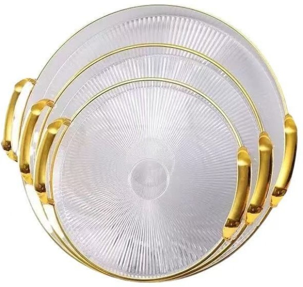 EZ Select 3 Pieces Round Decorative Tray Tray Serving Set