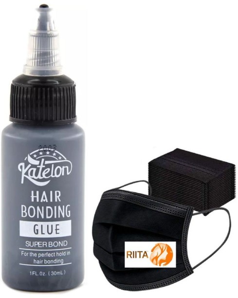 Lihle Anti-fungus Super Hair Bonding Glue (30 ml) With Pack Of 10 Black Masks Plastic Bottle for  Men