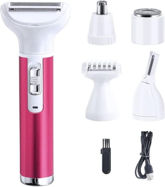 Bloo 5 in 1 Electric Razor for Women Removal for Body Nose Hair Trimmer Face Shavers Eyebrow Legs Armpit Bikini Area Pubic Underarms Painless Rechargeable Portable Facial Hair Removal Men & Women