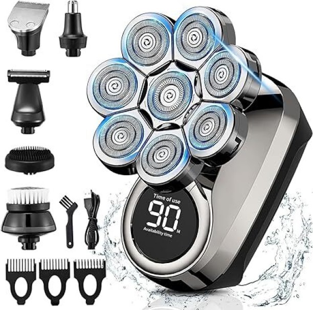marevic Head Shavers for Bald Men, 8D Upgraded 6-in-1 Bald Head Shaver, Waterproof Bald Head Shavers for Men Wet/Dry Use, LED Display Electric Razor Type-C Charging 360°Close Shave Men & Women