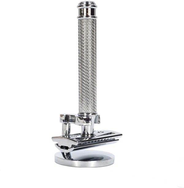 ALANES Men Shaving Double Edge Safety Razor with Hanging Stand - Silver Men