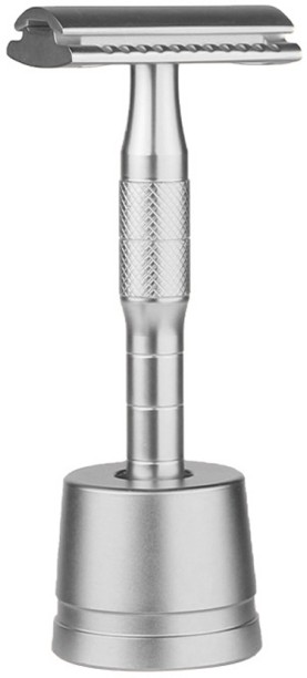 ALANES Metal Double Edge Safety Shaving Razor with Stand For Men - Silver Men