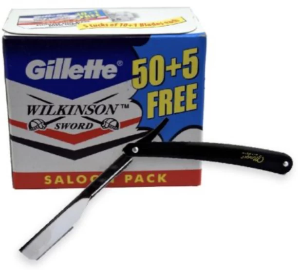 Gillete Folding Barber Razors and Bulk Pack Blade Combo Men