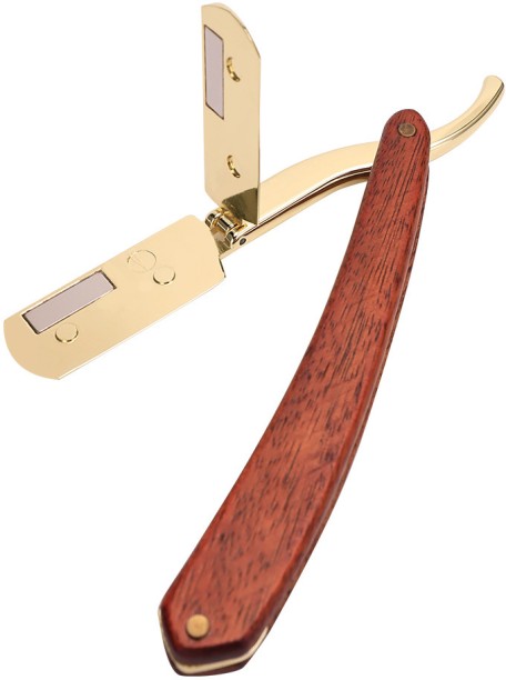 ALANES Straight Edge Razor Wooden Handle Manual Shaver Men