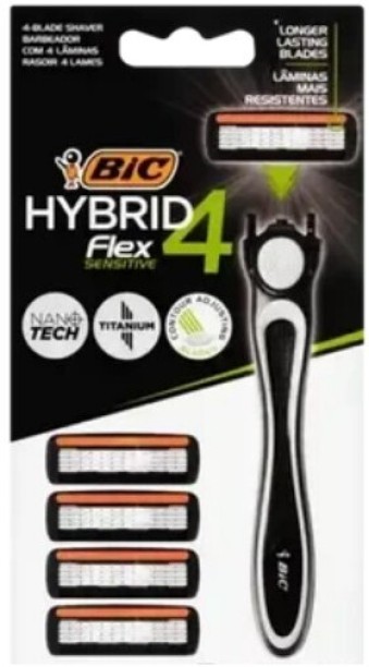 Bic Flex 4 Sensitive Hybrid Cartridge & Disposable Razors 5 Piece Men & Women