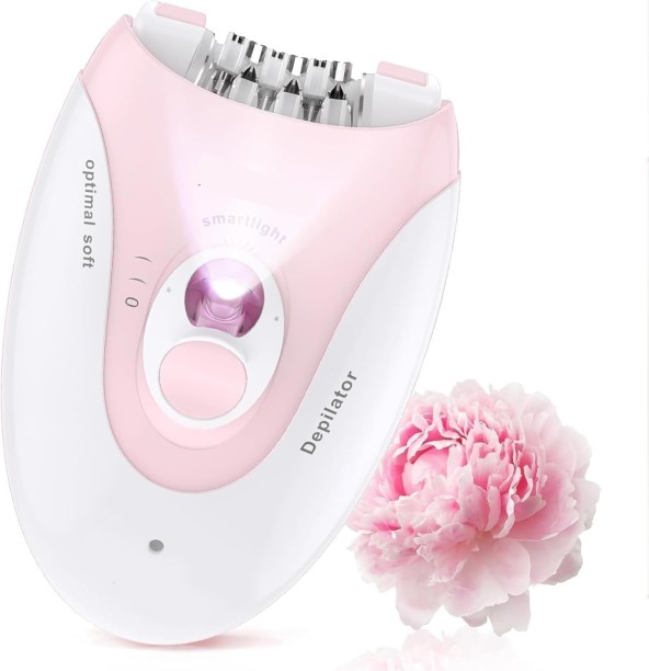 Solala Smooth Glide Epilator for Women, 2 Speeds Facial Hair Removal Device with LED Light, 36 Tweezers & Massage Pad. Rechargeable Facial Hair Removal Epilator for Bikini, Arms, Legs, and Face Men & Women
