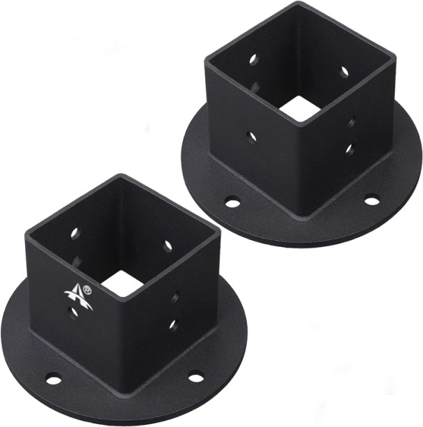 ALANES 2 Square Floor Flange Post Base Brackets Kit Wall Mount Deck Railing NO Shelf Bracket