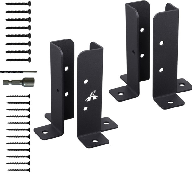 ALANES 4Pcs Adjustable Deck Post Anchor Brackets Kit Support Base NO Shelf Bracket