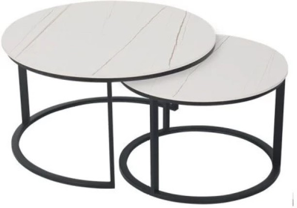 UrbanLiving NTB-MRB-2PC-BLK Stone Console Table