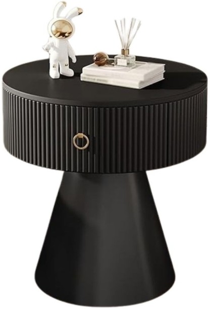 LUXY Astra Noir Side Table Engineered Wood Bedside Table