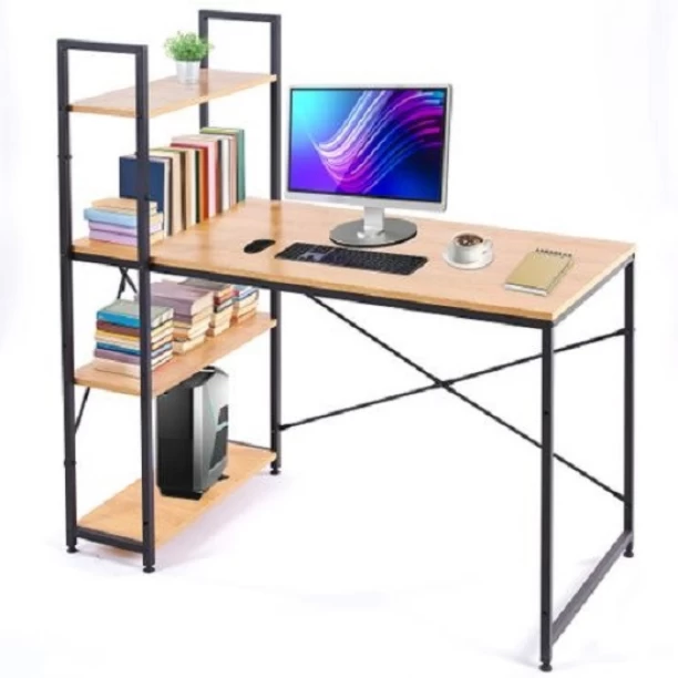 SA TRADE Computer Table Student Desk Office Workstation with 4 Shelves - Yellow Steel Side Table