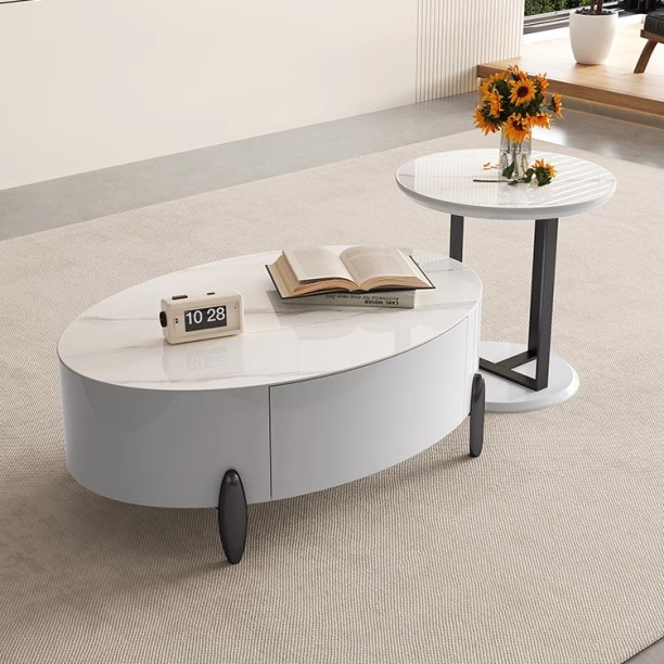 Designer Concepts Luxor High Gloss 2-in-1 Coffee Table Set Solid Wood Side Table