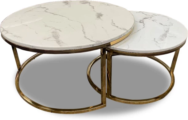 Werdafurn Round Marble Top Nesting Tables Stone Side Table