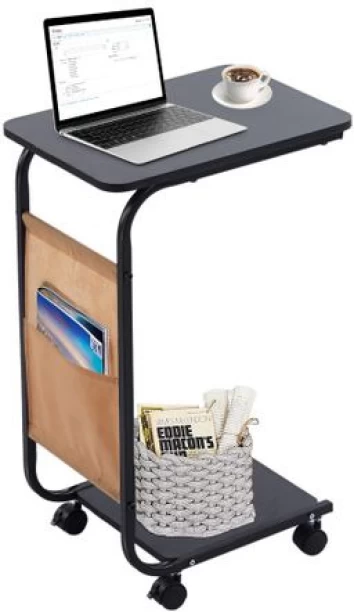 top sale trader C Shaped Side Table Couch End Table Bedside Table with Storage Bag & Wheels Metal Side Table