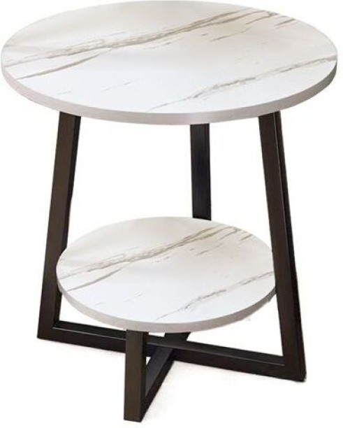 Click Furniture Double Layered Round Coffee Table Steel End Table