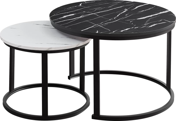 Everfurn Indus Nesting Coffee Ying Yang Engineered Wood Side Table