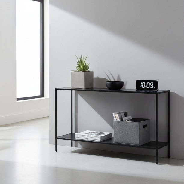 Simplify Living Steel Console Chic Matt Black/ Steel Console Table