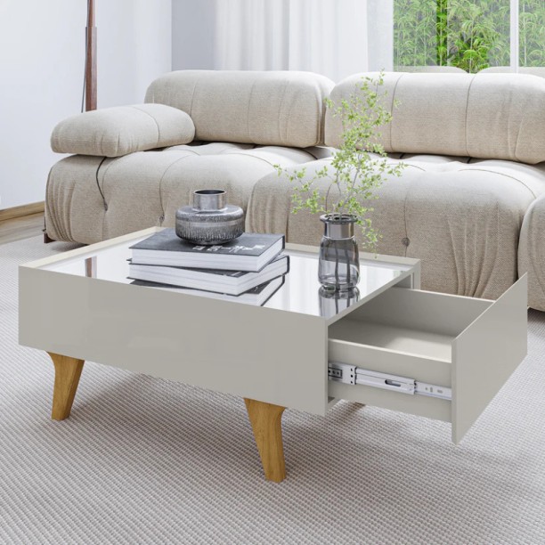 Designer Concepts Centro Sena Off White Coffee Table Engineered Wood Side Table