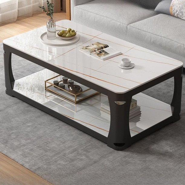 Generic Modern Accent Table with Repository and 1 Shelf Metal Side Table