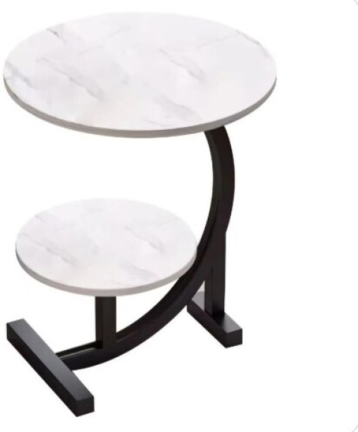 SK Double Layer Small Table Steel Side Table Solid Wood Bedside Table