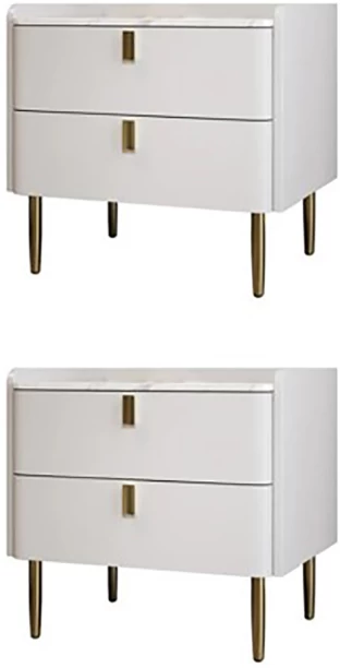 Luxury Two Drawer Bedside Table Solid Wood Bedside Table (Set of 2) Solid Wood Bedside Table