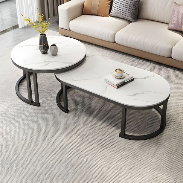 Designer Concepts Brica Two-Piece Modern Coffee Table Set Engineered Wood Side Table