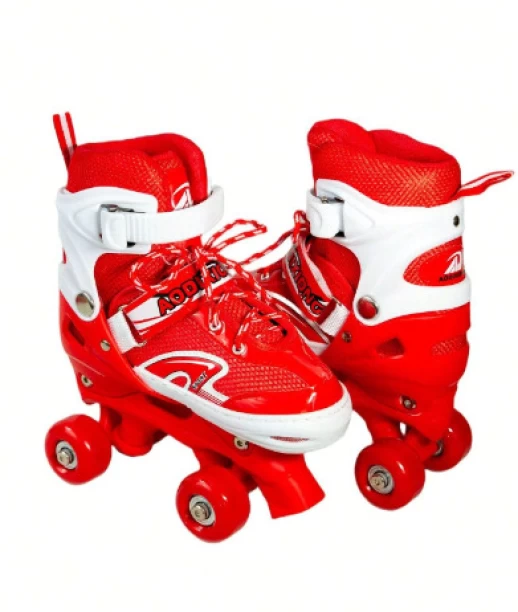 Just Simplified Adjustable 4-Wheel Medium Bright Red Quad Roller Skates - Size 35 Euro
