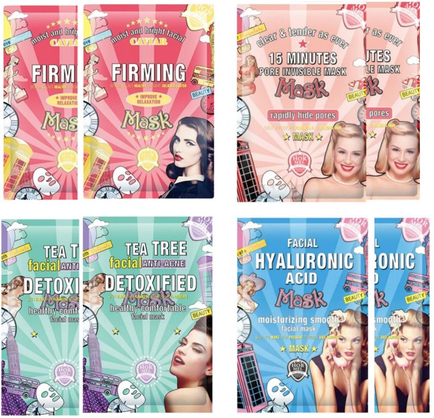 HA SA Beauty Facial Mask Sheets Combo 2x tea tree 2x Hyaluronic Acid 2x Firming Hydrating 2x 15 Minutes Invisible Pore