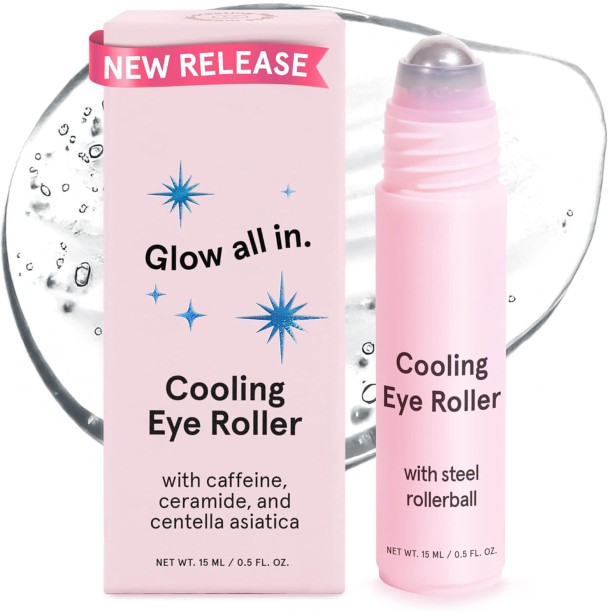 RAR Eye Cream with Cooling Metal Roll-On - Lactic Acid and Caffeine Eye Cream for Puffy Eyes - Travel Size Toiletries - Vegan Skincare