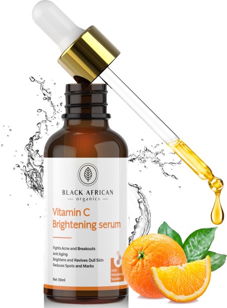 Black African Organics Vitamin C & Hyaluronic Acid Brightening Serum for Breakouts and Dark Spots