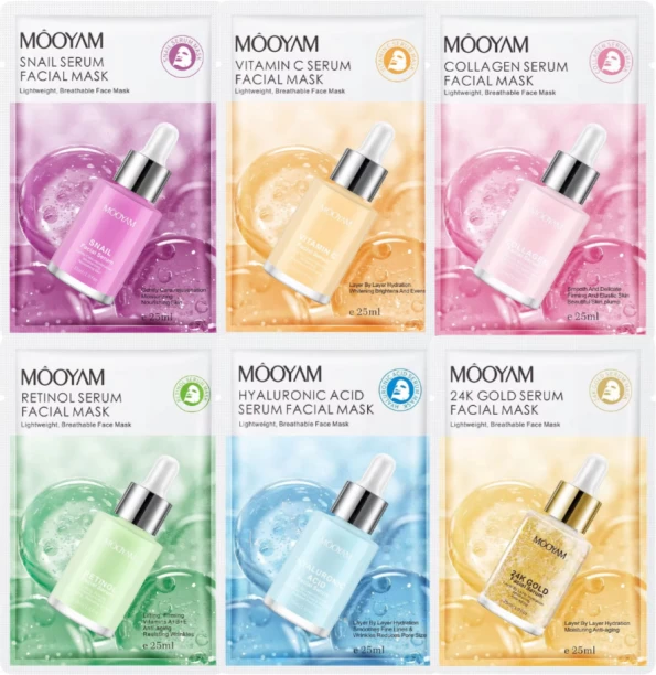 Mooyam Hydrating Facial Mask Sheets (6 Pack)