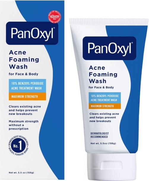 PanOxyl Acne Foaming Wash 10 Percent Benzoyl Perxide Maximum Strength Antimicrobial Cleanser 156g