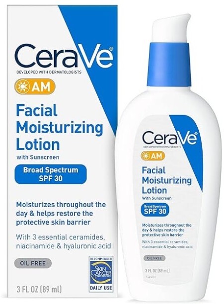 Pbio-essence Cerave am facial moisturizing lotion spf30 3 ounce oil-free face moisturizer with sunscreen