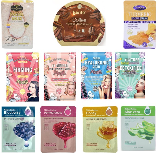 HA SA Beauty Hydrating Facial Sheet Masks (12 x Assorted)