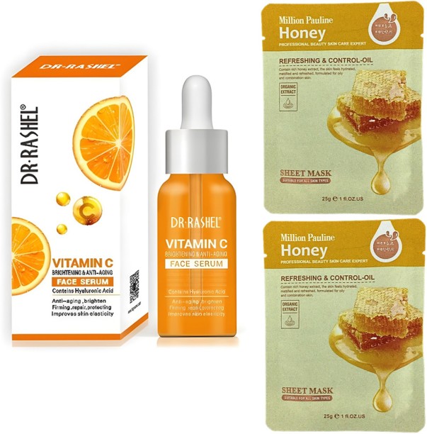 HA SA Vitamin C Brightening & Anti-Aging Face Serum 50ml & 2x Honey sheet mask