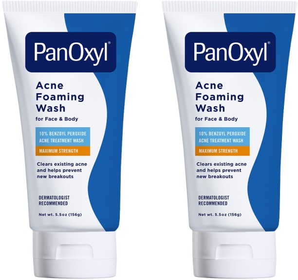 PanOxyl Acne Foaming Face Wash with 10% Benzoyl Perxide Maximum Strength Antimicrobial Cleanser 156g